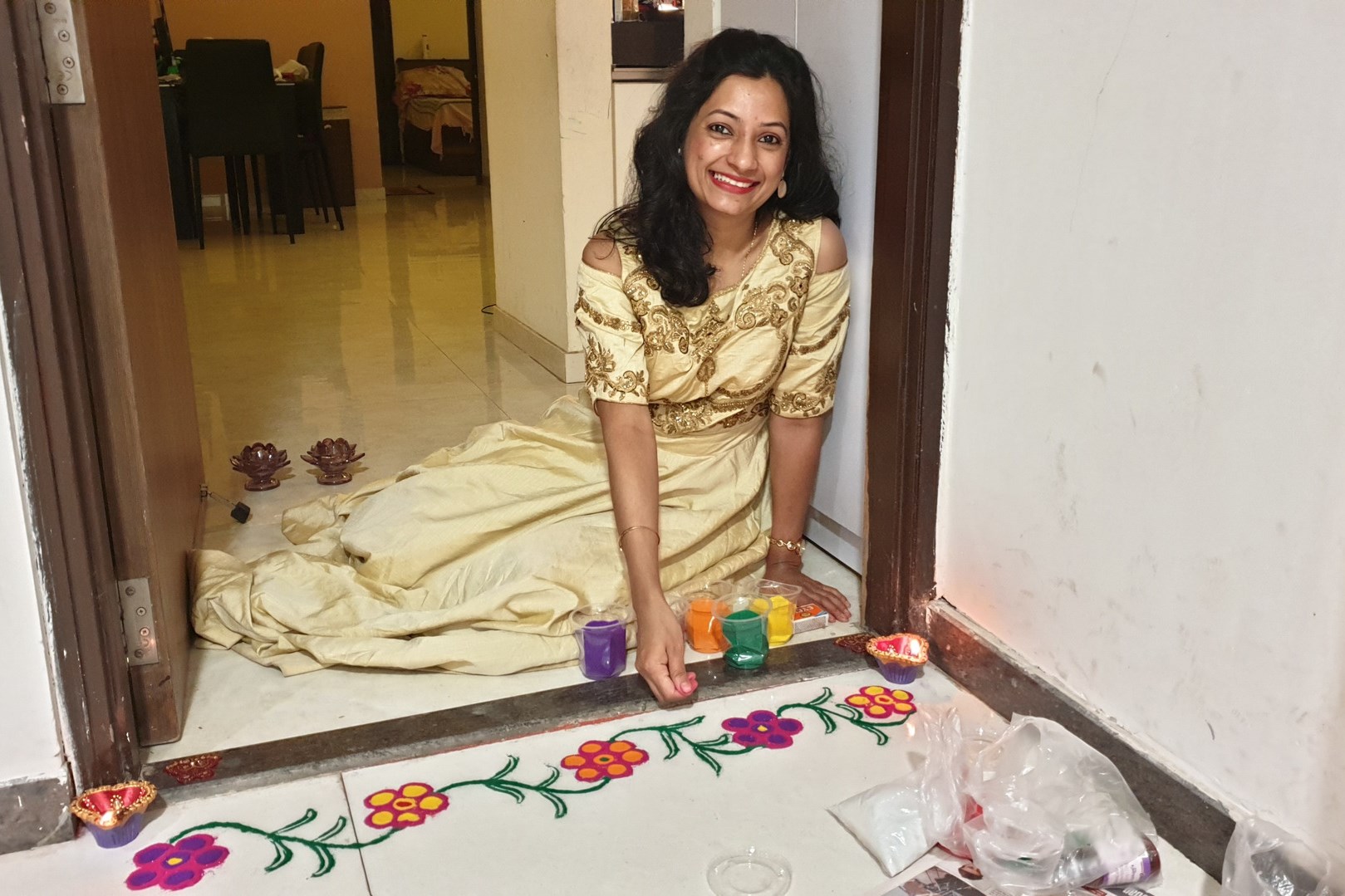 Sunita Nair, Analyst Portal Solution, LANXESS India, Mumbai, during the Diwali celebration in Mumbai. 