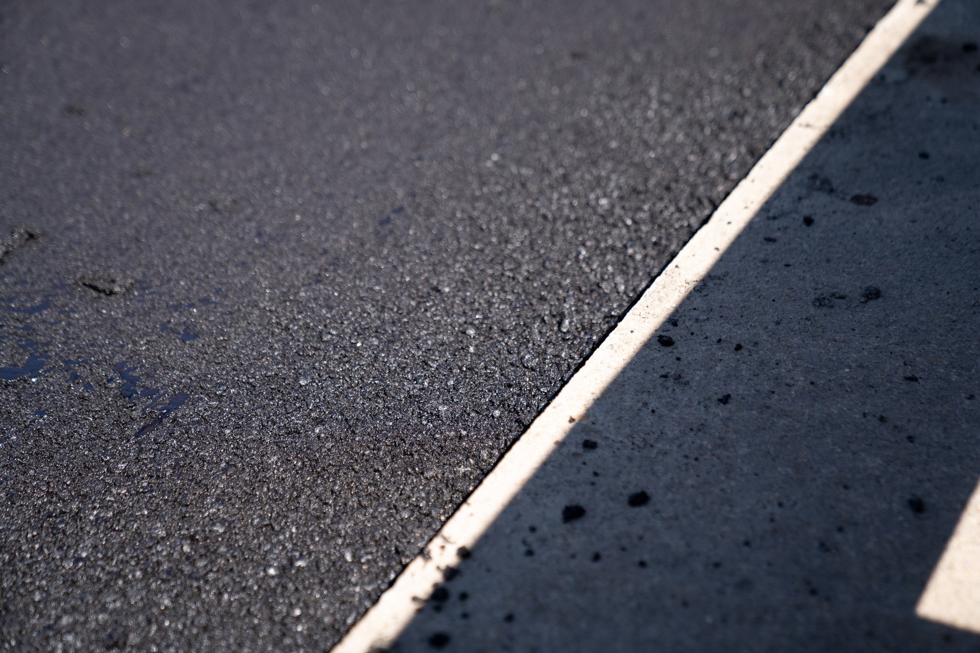 Freshly asphalted road surface