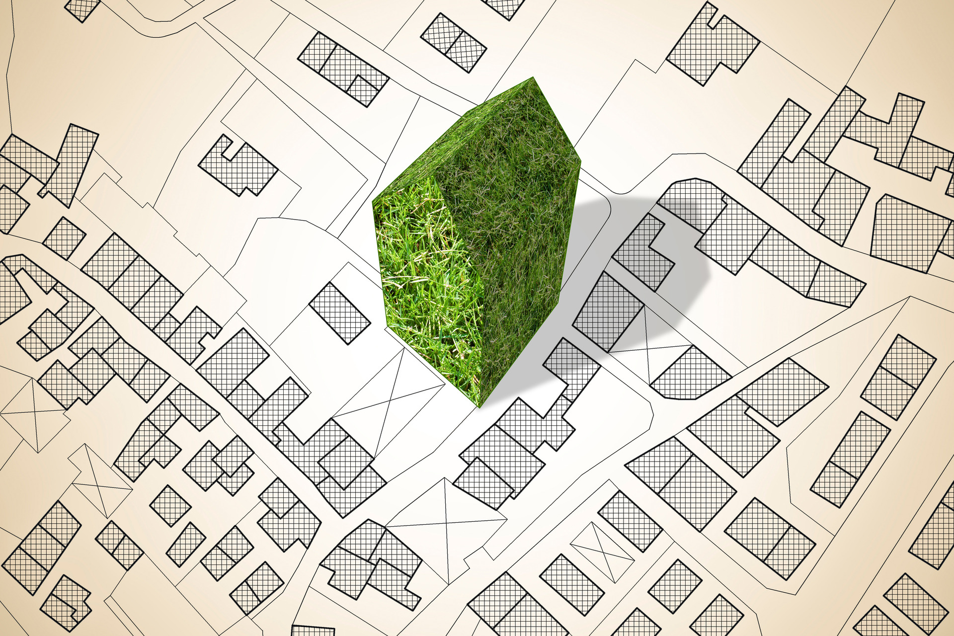 Illustration green house shown on a development plan Construction plan