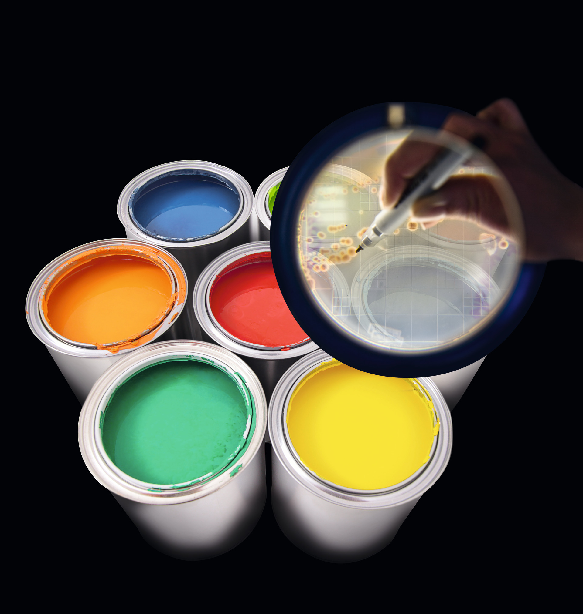 Paint bucket with microscope image