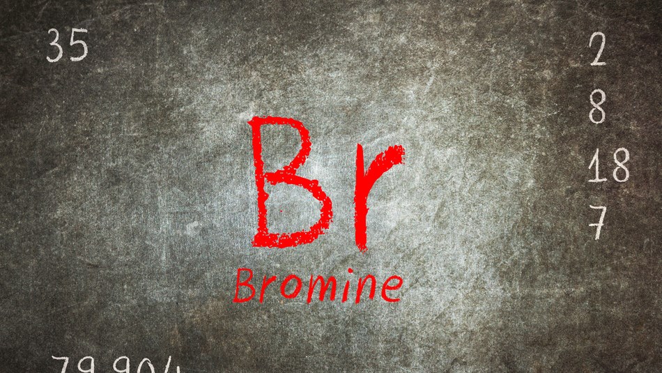 Isolated blackboard with periodic table, Bromine